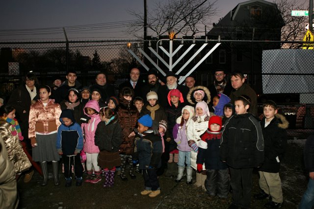 Group Picture in front of Public Menorah